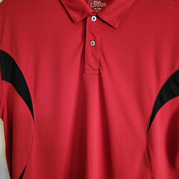 Red W/ Black Stripes Mens PGA Tour Short Sleeve Golf Polo Shirt size XL - Picture 2 of 11